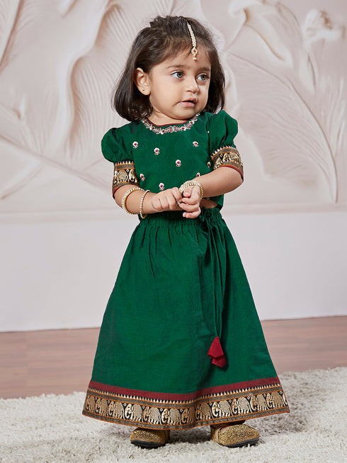 Girl's' Green Lehenga Choli